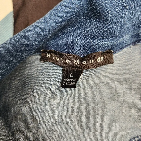 Haute Monde Blue Denim Jumpsuit with Front Zipper - Picture 7 of 9